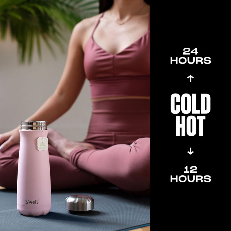 S'well Stainless Steel Traveler, 16oz, Pink Topaz, Triple Layered Vacuum Insulated Containers Keeps Drinks Cold for 24 Hours and Hot for 12, BPA Free, Easy Carrying On the Go - Image 2